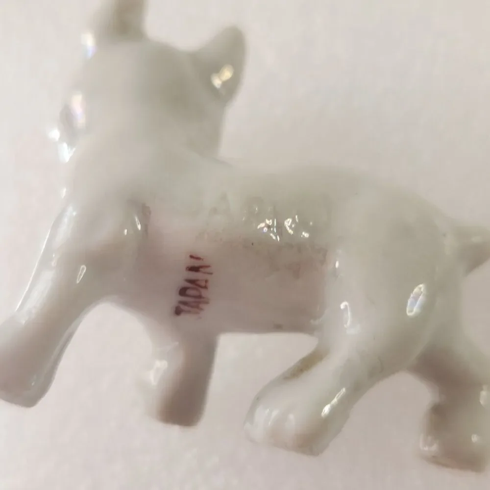 VINTAGE FRENCH BULLDOG LUSTERWARE PORCELAIN FIGURES  FRENCHIE- MADE IN JAPAN 2”